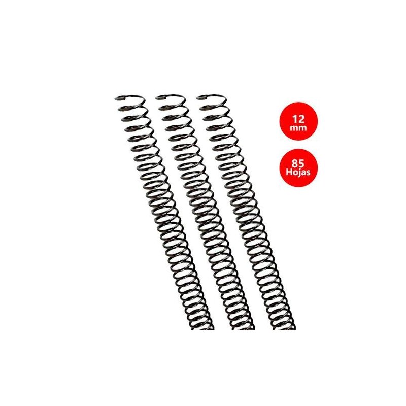 ESPIRAL PLASTICO NEGRO GBC 12MM C/100