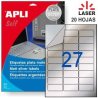 ETIQUETA ADHESIVA PLATA APLI 63.5X29.6MM B/20
