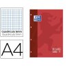 RECAMBIO OXFORD A4 4T. 80H. 5X5MM. CUADRO ROJO