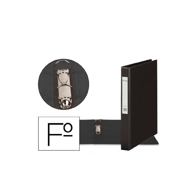CARPETA 2 ANILLAS 25MM PVC PARDO FOLIO NEGRO