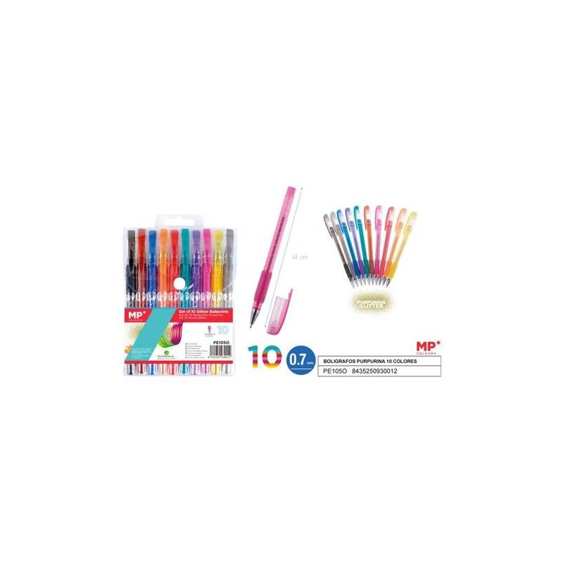 BOLIGRAFOS PURPURINA 10 COLORES