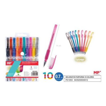 BOLIGRAFOS PURPURINA 10 COLORES