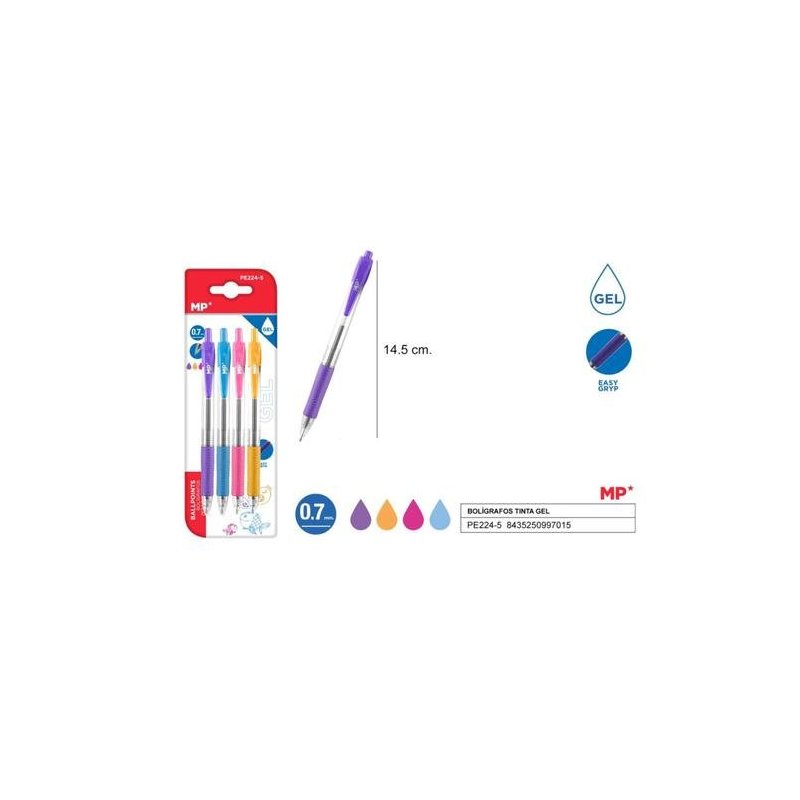 BOLIGRAFO GEL PACK AHORRO 4 UDS