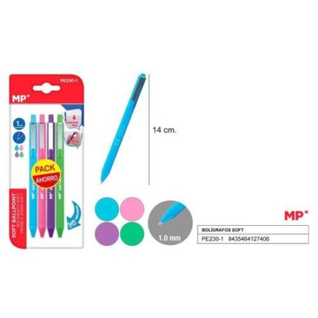 BOLIGRAFO TEXTURA SUAVE 1.0MM 4UDS