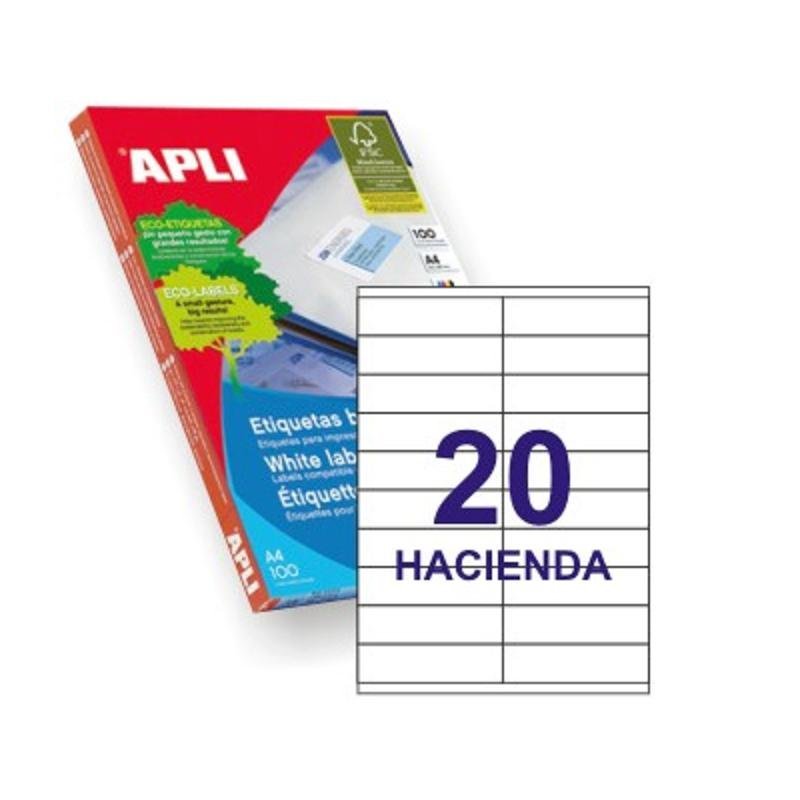 ETIQUETA ADHESIVA BLANCA APLI 105X29MM. C/2000