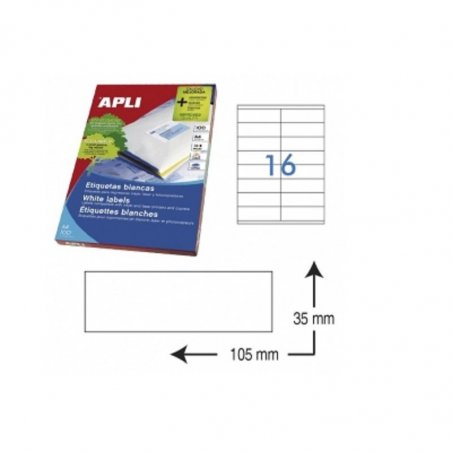 ETIQUETA ADHESIVA BLANCA APLI 105X35MM. C/1600